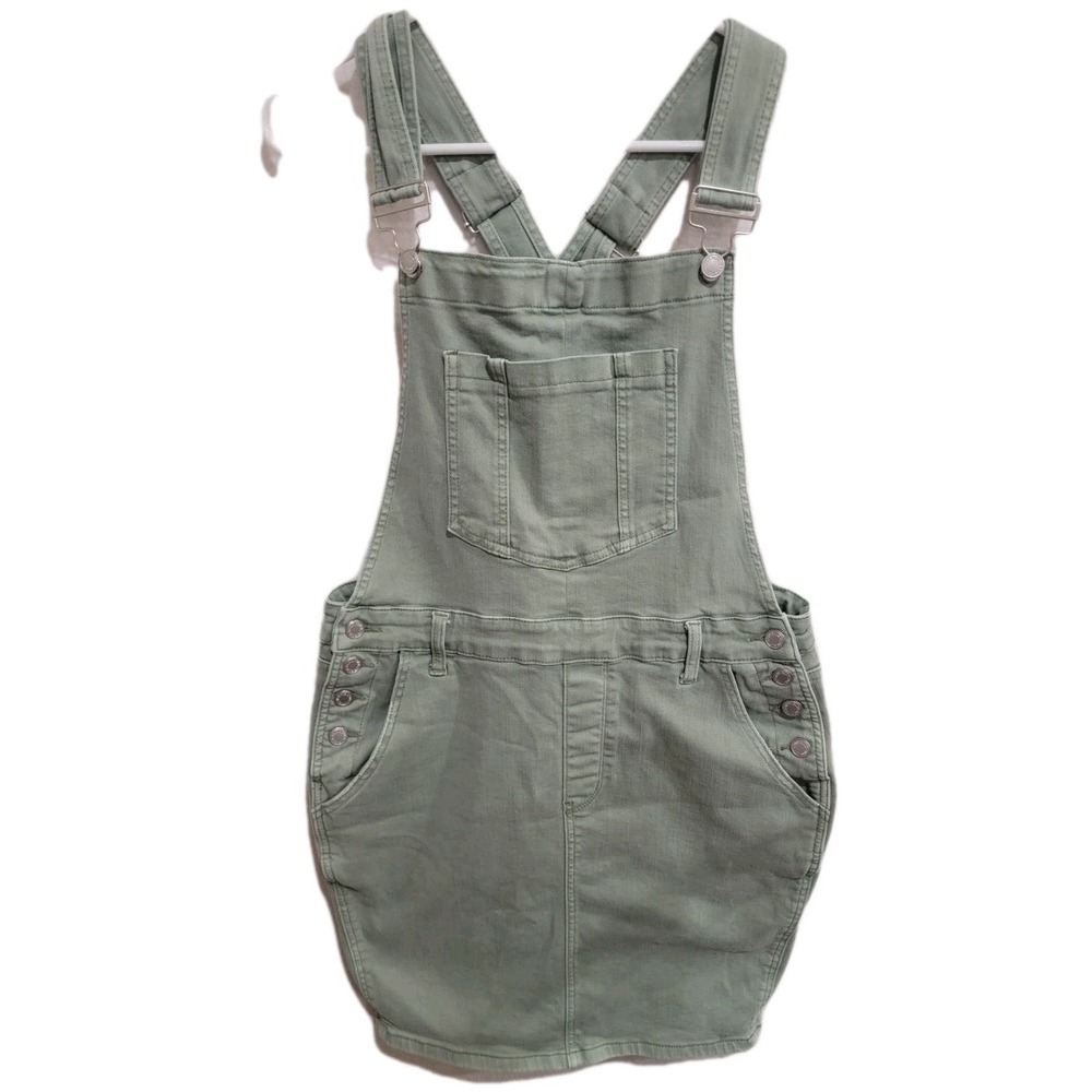 Judy Blue 1XL‎ Sage Green Utility Pinafore Overall Mini Skirt Dress Stretch Boho